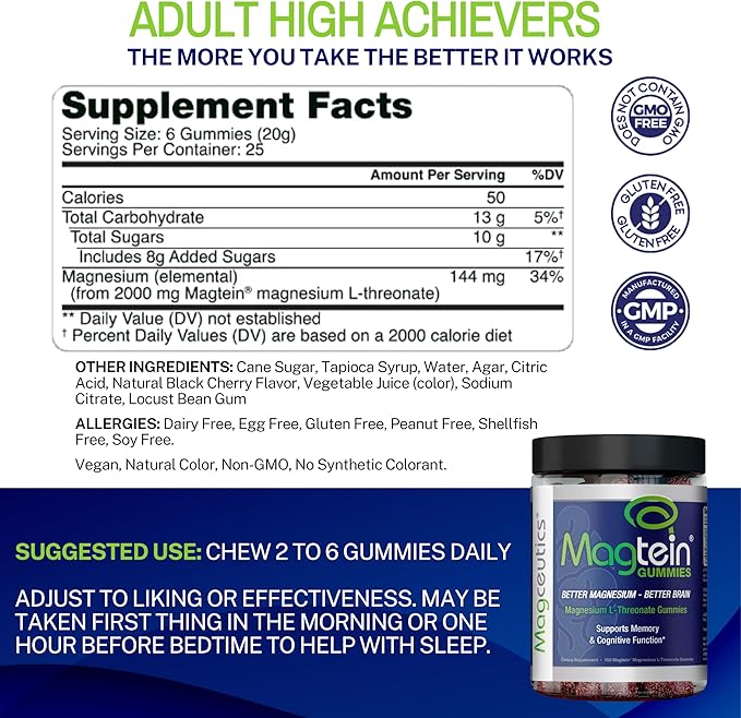 Magtein Magnesium L-Threonate 120 Capsules Adult Gummies 150 Count Vitamin D3 K2 30 Capsules - Bundle