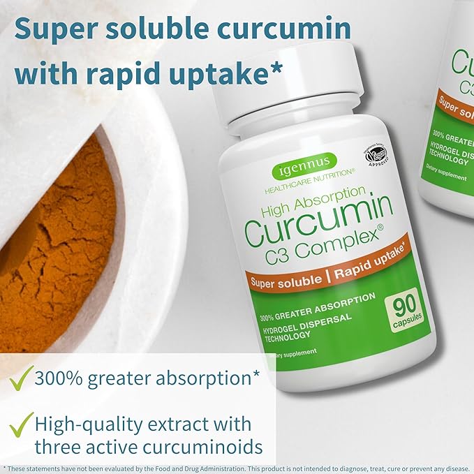 Triple Magnesium Complex + High Absorption Curcumin C3 Complex Vegan Bundle High Absorption Chelated Glycinate Taurate &amp Citrate Magnesium + 300% Greater Absorption Curcuminoids with Rapid Upta