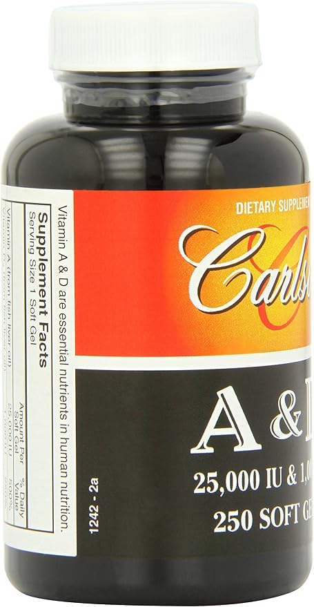 Carlson Labs Vitamin A and D 25000/1000 IU 250 Softgels