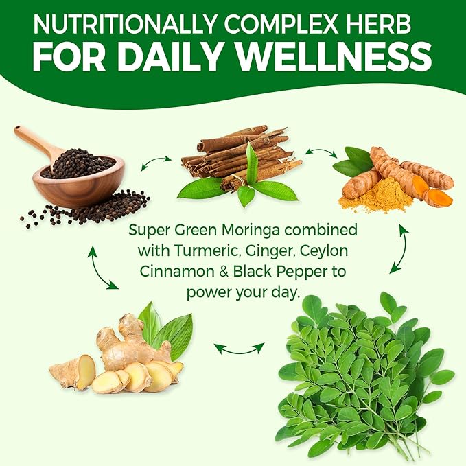 Moringa Gummies for Women Men Sugar Free Vegan with 10 Billion CFU Probiotic Turmeric Ginger Ceylon Cinnamon Chewable Organic Pure Moringa Leaf Supplement for Adults | Gut &amp Immune Support 60
