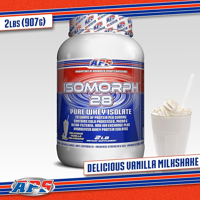 APS Nutrition IsoMorph 28 Protein Powder | Pure Whey Isolate | Cold Pressed Ultra- Filtered &amp Ion Exchange Isolates | 28g Protein | 2 Pound (Vanilla Milkshake)