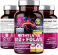 Number One Nutrition Premium Methylated B12 + Folate Supplement for Energy Cognition and Nerve Support 60 Vegan Capsules Non-GMO and Gluten-Free