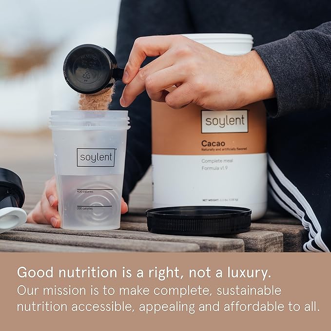 Soylent Complete Nutrition Meal Replacement Protein Powder Cacao - Plant Based Vegan Protein 39 Essential Nutrients - 36.8oz