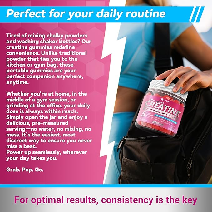 Creatine for Women Gummies Micronized Creatine Monohydrate + Myo-Inositol Collagen Peptides BCAAs Hyaluronic Acid Vitamin B6 B12 Zinc for Enërgy Föcus Hörmonal Balance Sugar Free 60 Counts