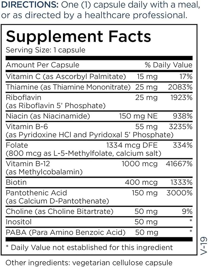 Metabolic Maintenance B-Complex - Supports Energy Circulation &amp Nerve Health - Methylated B Vitamins with Choline and Inositol - 90 Servings - 90 Capsules