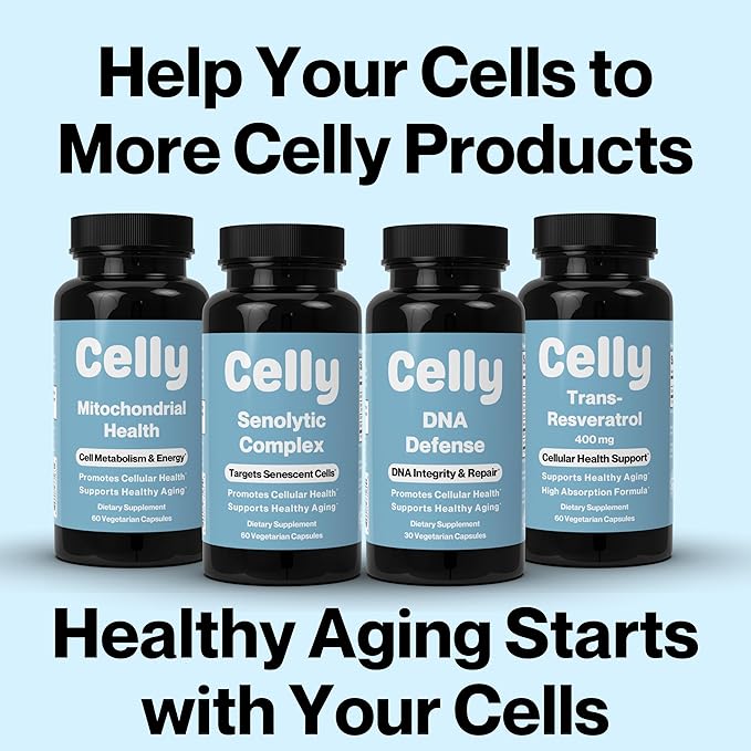 Celly NAD Booster | Longevity Supplement for Healthy Aging with NR (Nicotinamide Riboside) and Nicotinamide | Promotes Cell Function &amp Vitality | Non-GMO &amp 3rd Party Tested