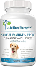 Immune Support for Dogs Plus Antioxidant Reishi Shiitake Maitake Turkey Tail Mushrooms for Dogs with Coenzyme Q10 Selenium Vitamin A 120 Chewable Tablets