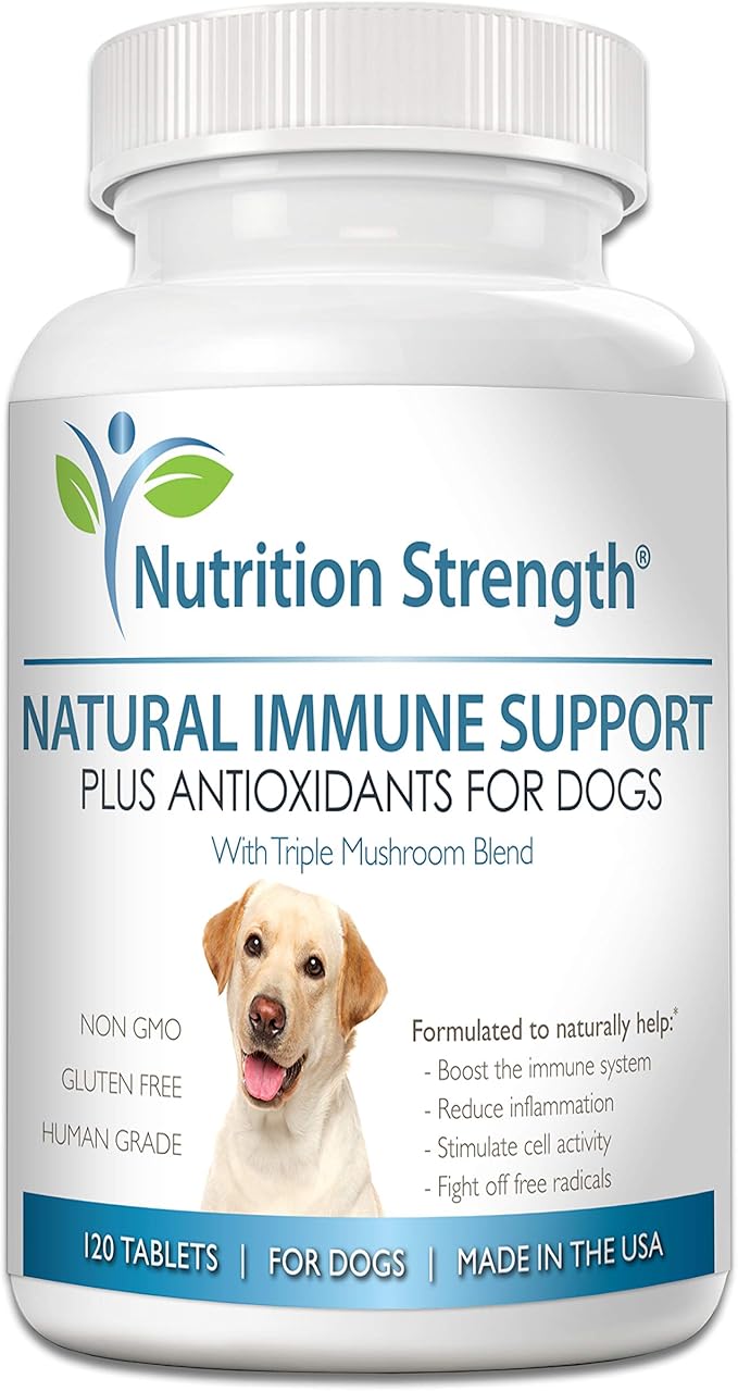 Immune Support for Dogs Plus Antioxidant Reishi Shiitake Maitake Turkey Tail Mushrooms for Dogs with Coenzyme Q10 Selenium Vitamin A 120 Chewable Tablets