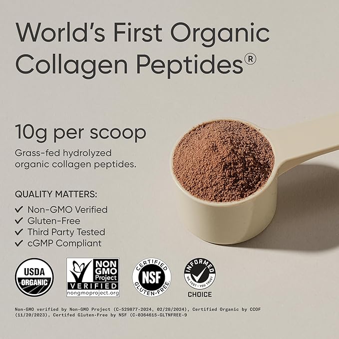 Sports Research Organic Collagen Peptides - Hydrolyzed Type I &amp III Collagen - Sustainable &amp Traceable Formula - Chocolate - 30 Servings