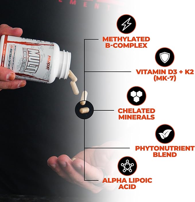 Huge Multi Multivitamin for Men High-Performance All-in-One Formula for Athletes &amp Bodybuilding Vitamin &amp Mineral Replenishment Supports Immune System &amp Healthy Hormone Levels (120 Cap
