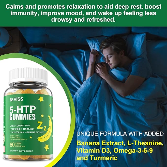 NEVISS Bundle - 5-HTP GABA Gummies 2 Pack + Women &amp Men's 50+ Multivitamin 1 Pack