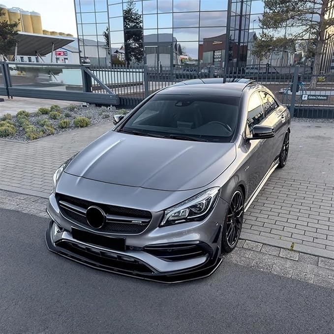 Car Front Lip Bumper Front Bumper Splitter Glossy Black Compatible for Benz CLA C117 CLA200 CLA45 2016-2019(Carbon Fiber Look)