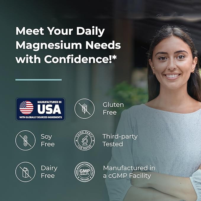 Sandhu's Magnesium Glycinate Lysinate | 120 Easy to Swallow Chelated Vegan Capsules | Magnesium Lysine Chelate Supplement for High Absorption | for Best Sleep Leg Cramps Relaxation