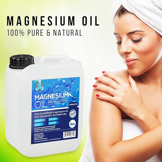Pure Magnesium Oil Bulk Topical Magnesium Chloride Directly from Zechstein Sea Official Distributor of Zechstein Inside (1.32Gal/5L)