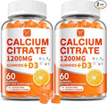 (2 Pack) Calcium Citrate 1200 mg with Vitamin D3 Gummies for Women &amp MenCalcium Supplements for Bone &amp Teeth SupportHigh Absorption - Easy to Digest Sugar FreeVeganOrange Flavor60 Day Su