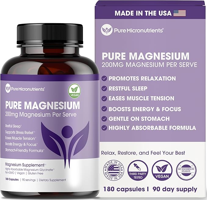 Mood Energy &amp Muscle Bundle - Pure Magnesium Glycinate &amp Iron Plus Supplement - Boost Energy Sleep Immunity &amp Muscle Support Pure Micronutrients