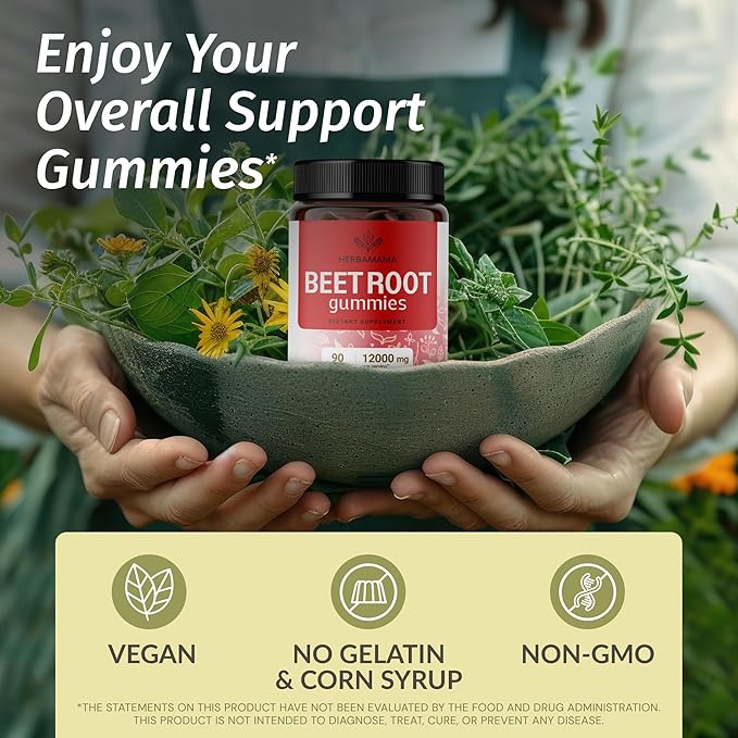 HERBAMAMA Ashwagandha and Beet Root Kit - Bundle of 1500 mg Ashwagandha Root Capsules &amp 1500 mg Beet Root Gummies - Vegan Non-GMO Gelatin-Free - 2 Pack