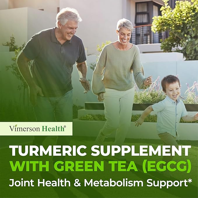 Turmeric Curcumin Supplement with Green Tea Extract (ECGC) &amp Vitamin C for Joint Health Energy &amp Inflammation Balance - Organic Tumeric Curcumin with Black Pepper - Gluten-Free Non-GMO. 2-Pa