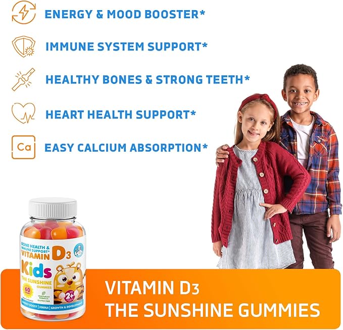 DR. MORITZ Vitamin D Gummies for Kids and Adults (2000 IU) - Chewable Kids Vitamin D Supplement for Immune Support - Vegetarian and Gelatin-Free 2 Pack (120 Count)