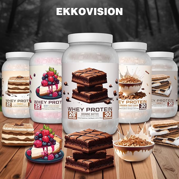 Ekkovision Protein Powder Berry Cheesecake 25 G Whey Protein per Scoop Low Lactose High Protein for Men and Women with Active Lifestyles Perfect for Shakes Smoothies and Recipes 30 Servings