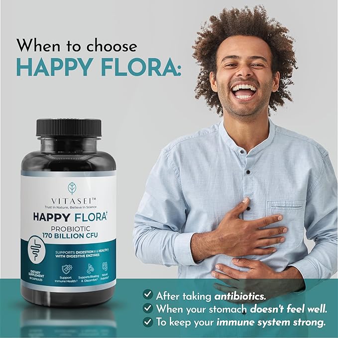 VITASEI Men's Probiotic &amp Prostate Health Bundle – Happy Flora for Gut Health &amp Prostabionic for Prostate Support – Digestive Balance &amp Prostate Comfort