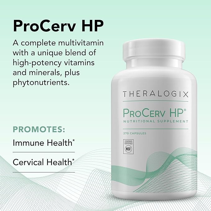 Theralogix ProCerv HP High-Potency Multivitamin - 90-Day Supply - Support for Women &amp Men - Immune Support Supplement - Includes Vitamin B Vitamin C Vitamin D &amp Zinc - NSF Certified - 270 Ca