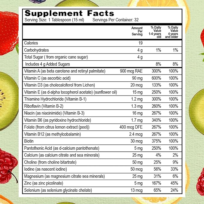 Go Healthy Kids Liquid Multivitamin | Immune Support | Kid Liquid Multivitamins | High Absorption | Vegan Vitamins | Kids Vitamins Multivitamin | Peach Mango - 30-60 Servings