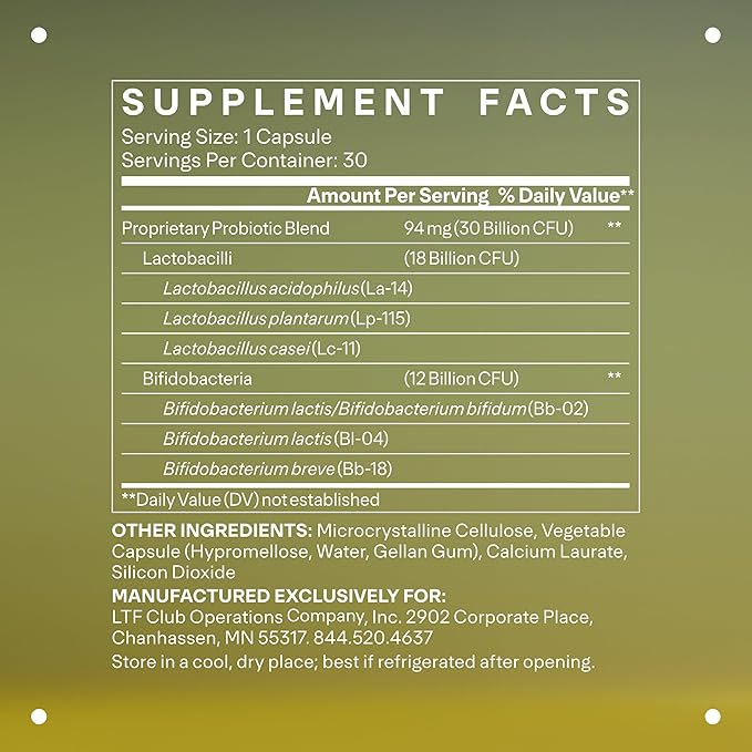 LTH Balance Multi Pro 30B Probiotic - Trusted by Life Time Members - 30 Billion CFUs - Dairy-Free &amp Shelf-Stable Supplement - Gut &amp Immune Support - 30 Capsules (30 Servings)