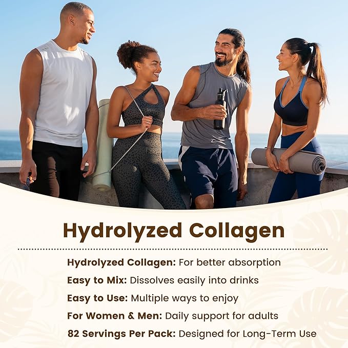 VEV Multi Collagen Peptides Powder with Types I II III V X 32 oz (82 Servings) - Skin Joint &amp Hair Support - Hydrolyzed Collagen Powder for Women Biotin Vitamin C Unflavored Dissolves Ea