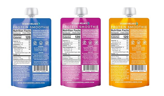 Designer Wellness Protein Smoothies Super Fruits Variety Pack &amp Raspberry Passion Fruit Bundle