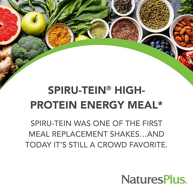 NaturesPlus SPIRU-TEIN Strawberry - 2.4 lb - Plant-Based Protein Shake - Non-GMO Vegetarian Gluten Free - 32 Servings