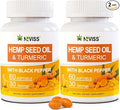 2 Pack Hēmp Oil Capsules with Turmeric - Organic Hēmp Seed Oil Pills with Turmeric Curcumin Black Pepper - Vegan Omega 3 &amp 6 Supplement - Extra Strength &amp Absorption - 120 Softgels