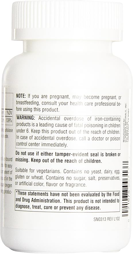 Source Naturals Iron Chelate 25mg 250 Tablets (Pack of 12)