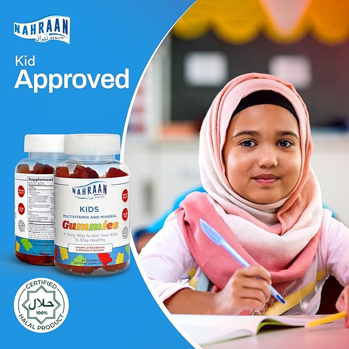 Halal Multivitamins for Kids (90 Count) &amp Halal Omega 3 Gummies for Adults &amp Kids (60 Count) - Non-GMO Vegetarian Gluten Free Halal Gummies