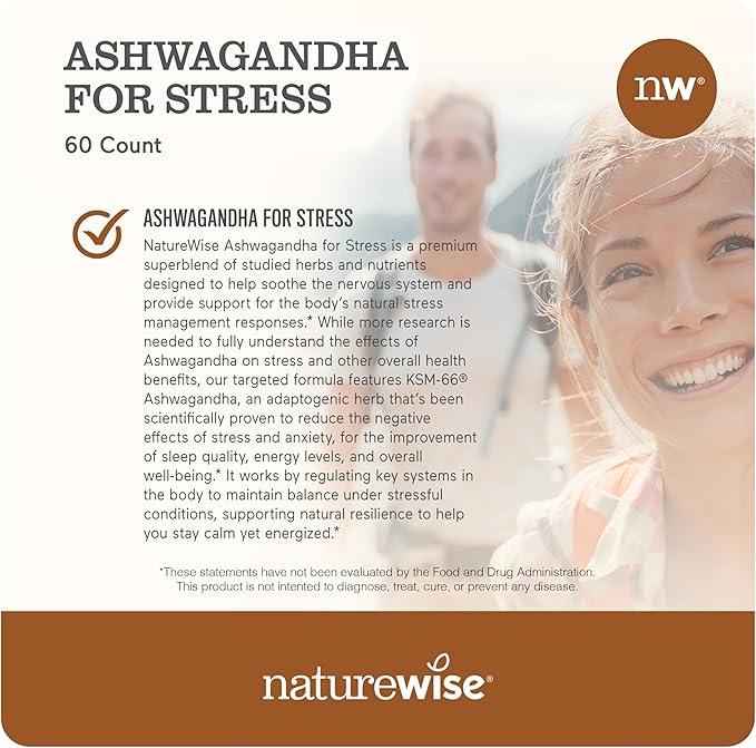 NatureWise [1] Ashwagandha for Stress + GABA &amp L-Theanine - 60 Capsules[30-Day Supply] + [1] Liver Balance - Milk Thistle Dandelion Turmeric - 60 Capsules[30-Day Supply]