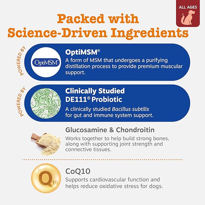 Zesty Paws Dog Multivitamin Chewable Dog Vitamins and Supplements for Hip &amp Joints Skin &amp Coat Omega 3 Fish Oil for Dogs- Senior &amp Puppy Multivitamin - Bison- 90ct