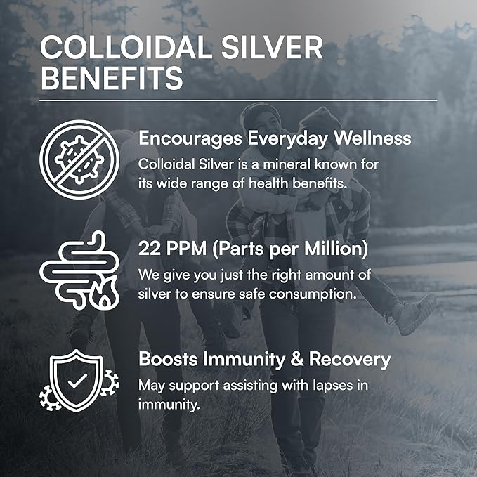 ENERGI Colloidal Silver Liquid Immune Support Supplement Immunity System Supplement for Adults and Kids Colloidal Silver Drops or Spray 8 Fl Oz Bottle