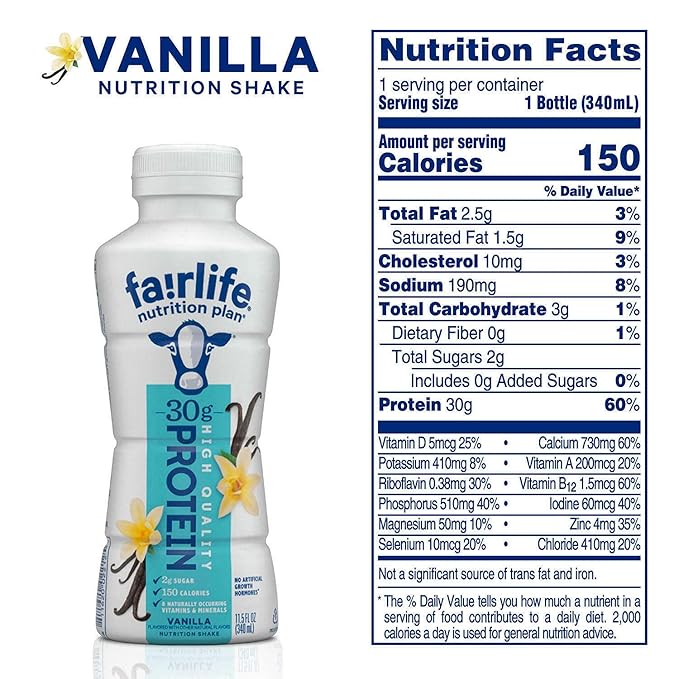 Fair Life Nutrition Plan High Protein Liquid Shake Vanilla 11.5 Fl Oz Pack of 12