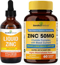 Sandhu Herbals Liquid Zinc Drops 4 Oz &amp Zinc Capsules 60 Count Supplement | Supports Immune and Skin Health| Made in USA