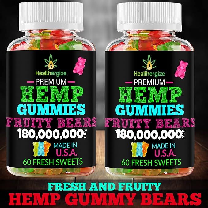 2PACK Hemp Gummies Premium Hemp Gummy Bears-for Sleep Calm Relax-Omega Hemp Oil Natural High Potency Hemp Party Edibles-Made in USA
