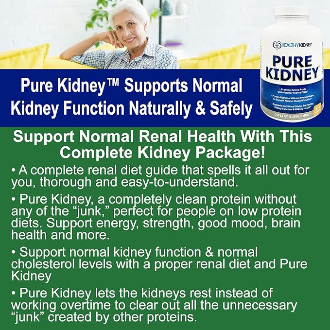 Kidney Restore &amp Pure Kidney 2-Pack Bundle for Kidney Cleansing &amp Supporting Protein Levels with A Low Protein Kidney Diet