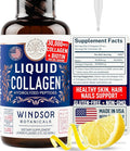 Liquid Collagen Peptides Supplement with Biotin - 30000mcg Hydrolyzed Liquid Collagen for Women plus Biotin Hair Skin Nail Support - Sublingual Direct Drops or in Drinks - Natural Lemon 2 oz