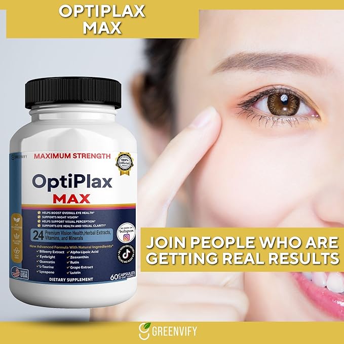 OptiPlax Max Vision Support Supplement 24 Premium Herbal Extracts Vitamins &amp Minerals 60 Capsules (5)