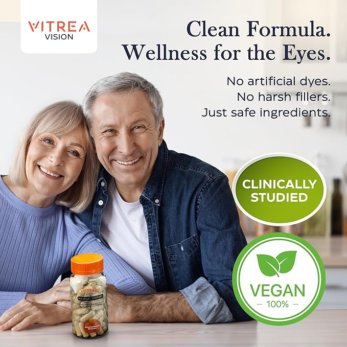 Vitrea Health Vision Macular Support – AREDS2 Eye Supplement with Lutein Zeaxanthin Marigold &amp 13 Nutrients – Helps Protect Against Blue Light – No Dyes or Titanium Dioxide – Retinal Health Supp