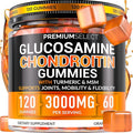 Glucosamine Chondroitin Gummies for Joint Support – 120 Glucosamine Gummies Extra Strength 3000mg with MSM Turmeric Calcium Vitamin D3 – Sugar Free Vegan Adults Supplement – Flexibility &amp Mobil