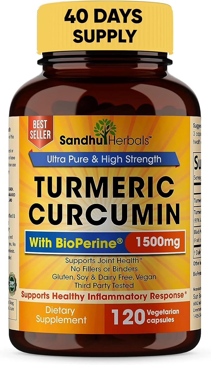 Sandhu Herbals Zinc 30 mg and Organic Turmeric Curcumin with Bioperine Black Pepper Extract | Supports Healthy Skin Immune System Joint &amp Healthy Inflammatory Support | Non-GMO Made in USA