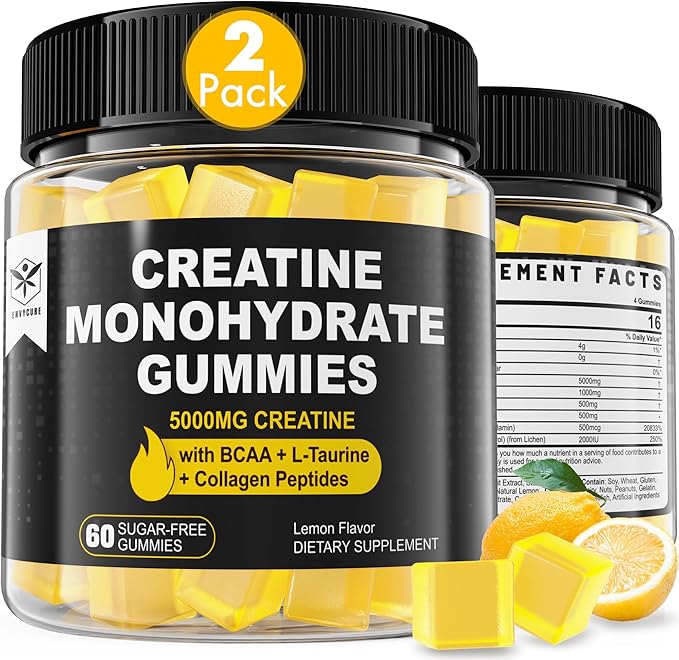 2 Pack Creatine Monohydrate Gummies + 1 Pack Vegan Algae Omega-3 1000mg Gummies