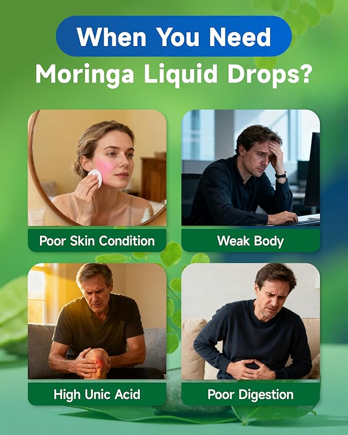 Natural Grape Seed Extract Drops-300 mg Grape Seed Extract Liquid Supplement Organic Moringa Oleifera Liquid Drops 1000mg Moringa Leaf Supplement