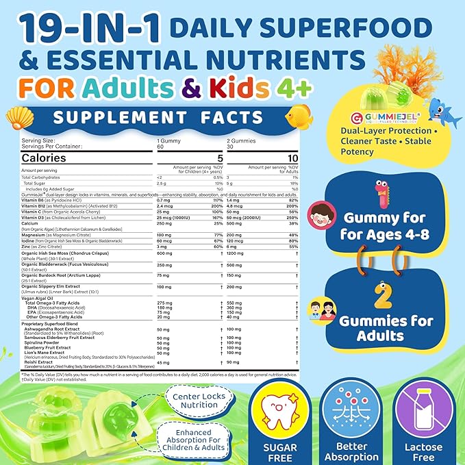 Calcium Citrate Gummies &amp Sea Moss Gummies for Kids &amp Adults