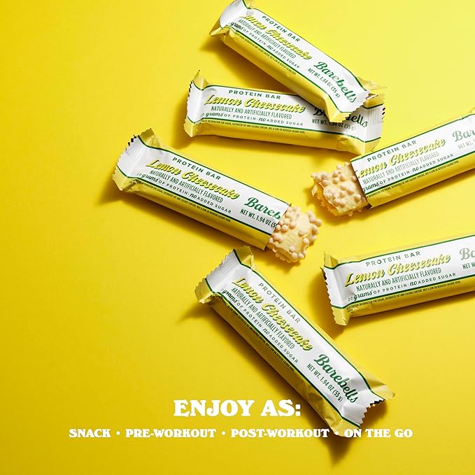 Barebells Protein Bars Lemon Cheesecake - Pack of 12 20g High Protein Treats - Chocolate Nutrition Bar with 1g Total Sugars - On-The-Go Breakfast or Post-Workout Snack